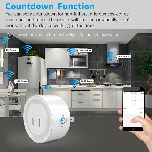 Tuya Wifi Smart Socket with Japanese Plug Can Be Used for Domestic Two-Pin Ai Speaker Voice Control and Scheduling