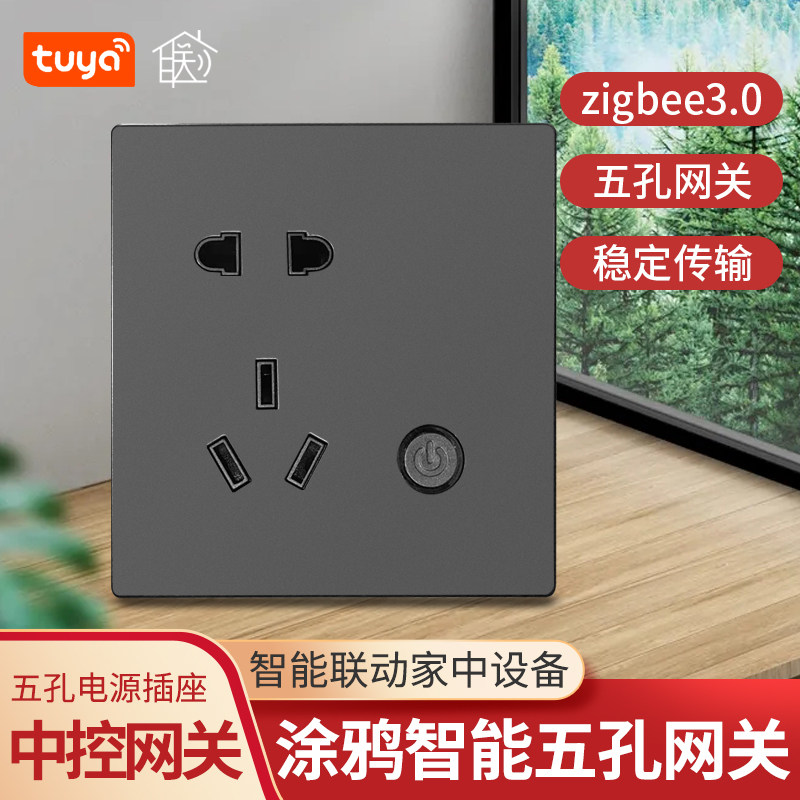 Graffiti Smart Hotel Home Entry Wall Type Five Kong Gateway Zigbee Central Control Host Scenario Linkage Repeaters