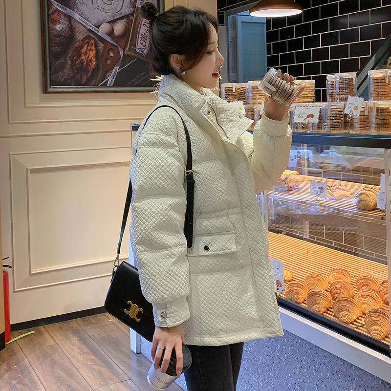 White duck suede down jacket for women's medium long version 2021 new winter Korean version small scent wind thickened small sub 100 lap jacket