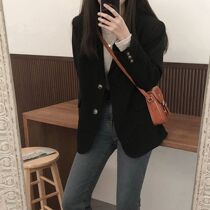 Jacket Lady Spring Autumn Season Han Version Sashimi 2021 New Black Small Suit Netting Red Medium Long Casual West Suit