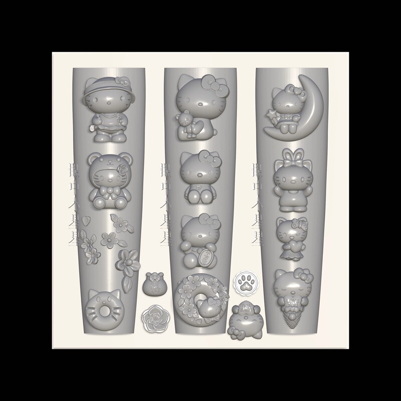 Hellokitty Nail Art Mold Kt Hello Kitty Cartoon Bow Donut Fairy Tale Series Cute Nail Art