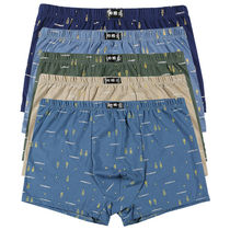 New Cotton Flat Corner Mens Underwear Youth Trendy Pure Cotton Gats Plus Mid-Waist Four Corner Breathable Loose Underpants