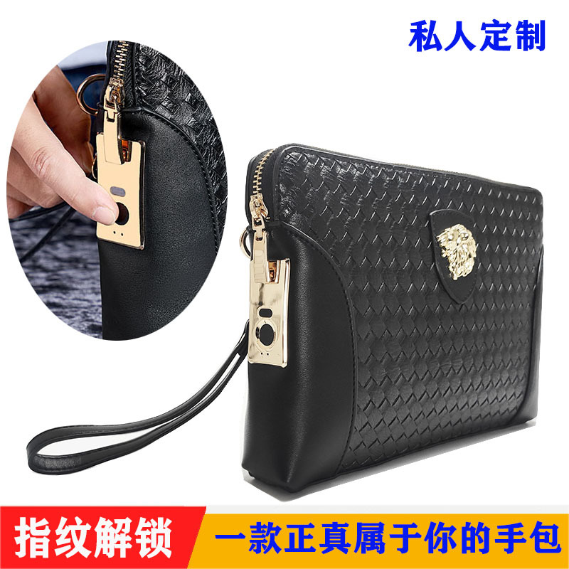 New Men's Hands Clip Packs Smart Fingerprint Unlock Woven Burglar Hands Grab Bag 100 Hitch Fashion High-end Casual Handout Bag