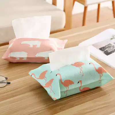 Japanese style simple tissue cover home living room homestay products cotton linen fabric sanitary carton car creative storage ins
