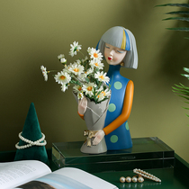 Light luxury high-end ornaments blue bouquet makeup cute girl living room bedroom housewarming bedside table premium gift