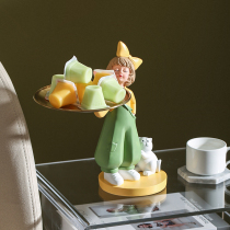 Light luxury furnishings Loli girl and cat living room study new home gifts Nordic art creative tray
