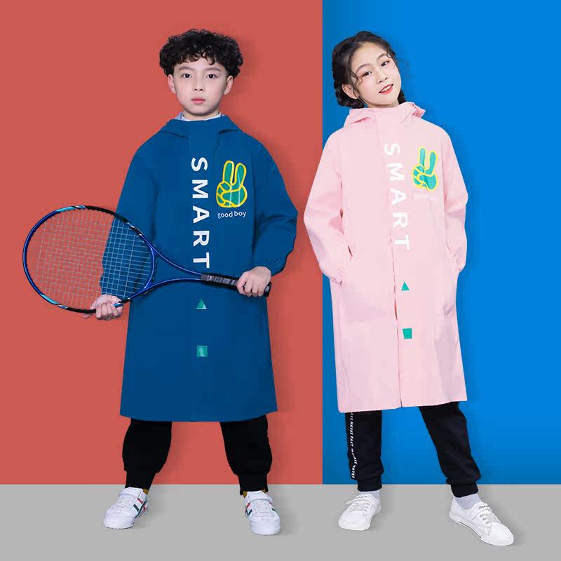 Shouluwa children's raincoat, boys and girls, middle and big children's whole body waterproof with school bag, primary school students' raincoat and poncho
