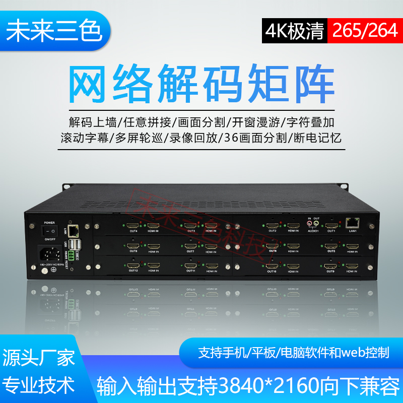 4K network decoding matrix H265 video screen segmentation Haikang Dahua monitoring decoding server host platform