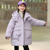 Next Road Girls Down Jacket Medium Long 2024 Winter New Childrens White Duck Down Thick Warm Jacket