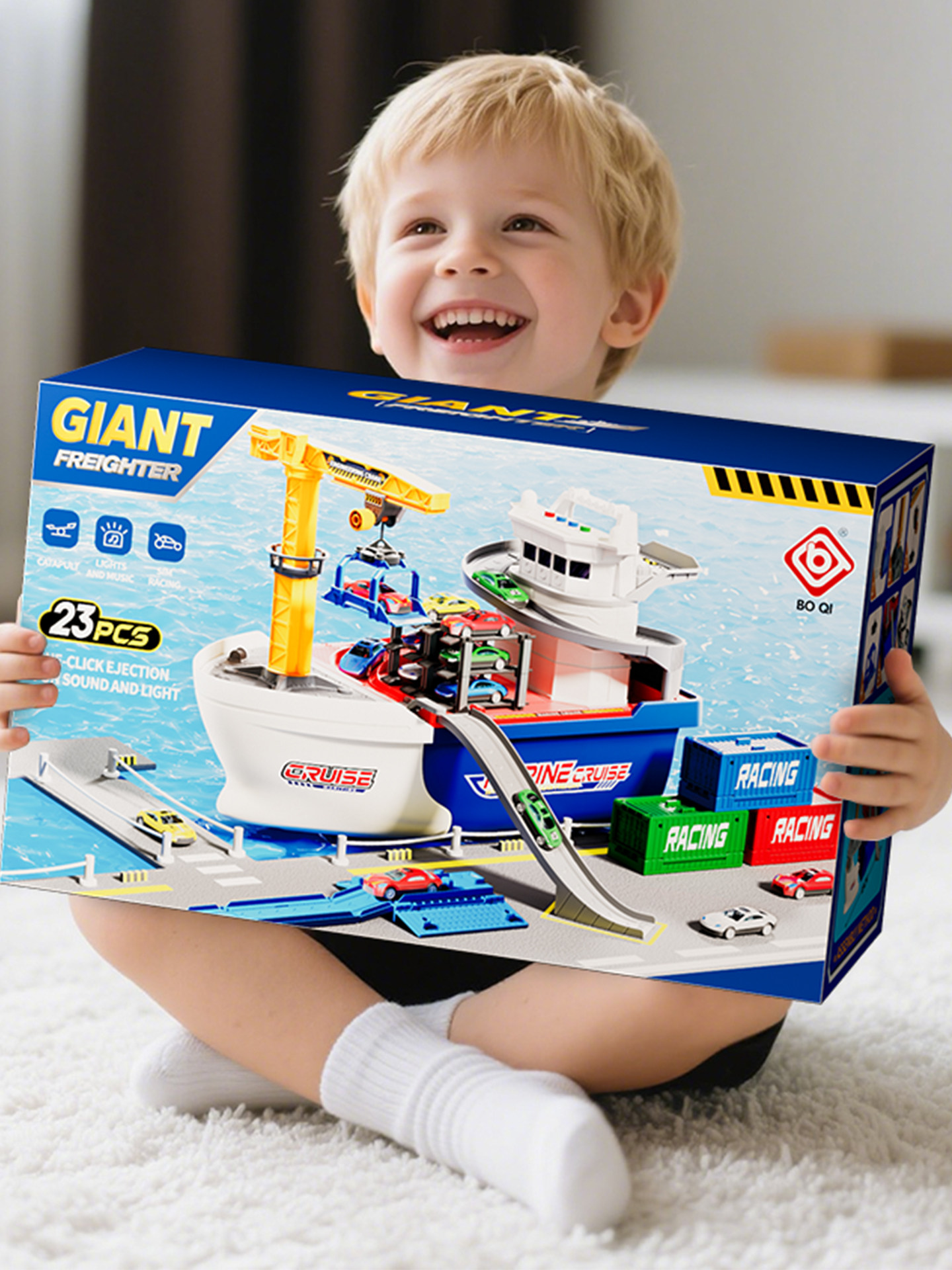2025 New Giant Ship Children's Toy Hot-Selling 4 Alloy Cars 3-Year-Old 6Th Birthday Gift Boy Toy 5
