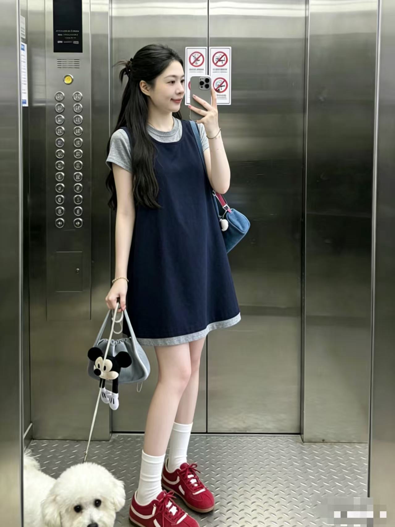 Maternity Dress Summer 2026 New Style Short Dress for Pregnant Women Summer Korean Style Fake Two-Piece Short-Sleeved A-Line Dress Summer — 3
