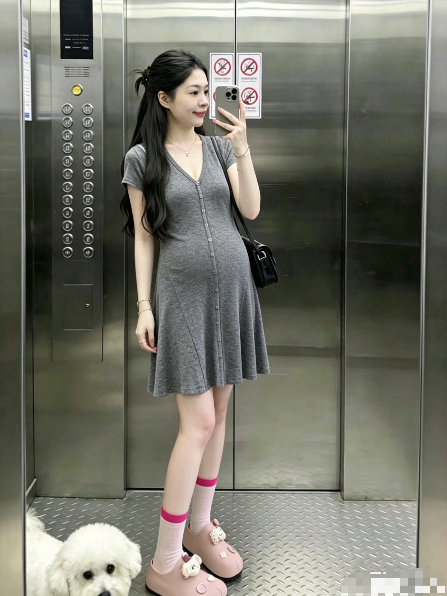 Maternity Dress Summer 2026 New Style Short Dress for Pregnant Moms, High-End French Style Slimming Hot Mom Outfit Long Dress for Summer — 4