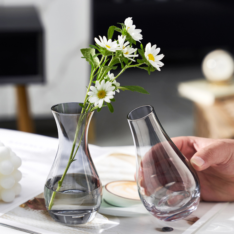 Simple Nordic ins wind glass vase transparent hydroponic flowers office hotel hotel decoration flower arrangement ornaments