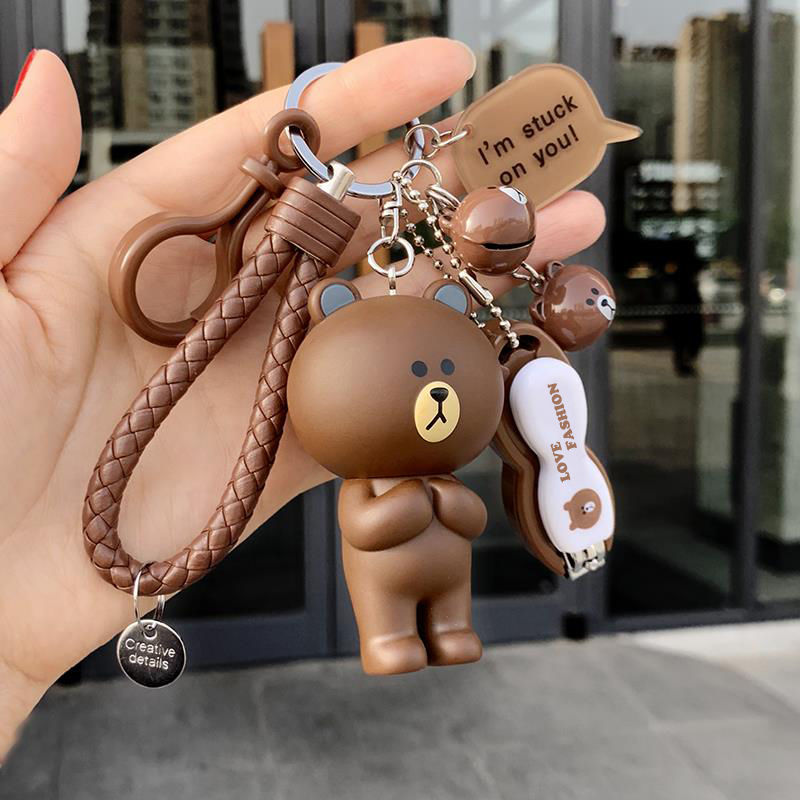 Korea creative cute bear key chain pendant female car key chain for men and women couples key chain bag pendant