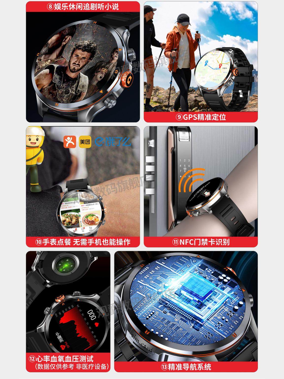 2025 New 5g Smart Watch with Sim Card for Internet Access, Can Download Apps, Heart Rate, Blood Pressure, Blood Oxygen, Sports, Gps Navigation, Multifunctional Adult Men's Watch, Suitable for Middle and High School Students, Bracelet Phone Watch