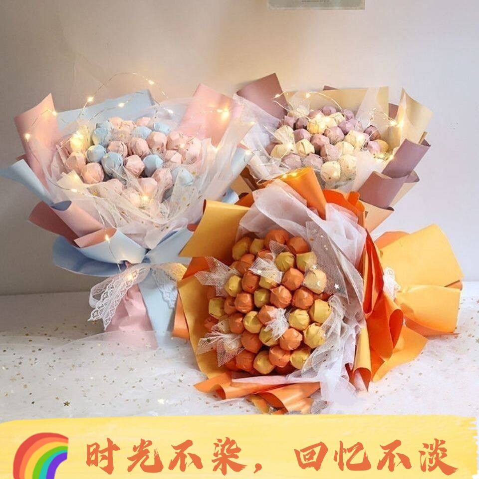 Transparent rainbow lollipop bouquet 520 couple birthday gift girls send girlfriends creative candy holding packaging