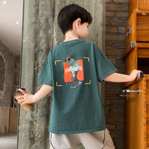 Boy handsome short sleeve T-shirt Summer CUHK Tong pure cotton Chauded jacket Childrens Han version Boy half sleeve Compassionate Summer Clothing