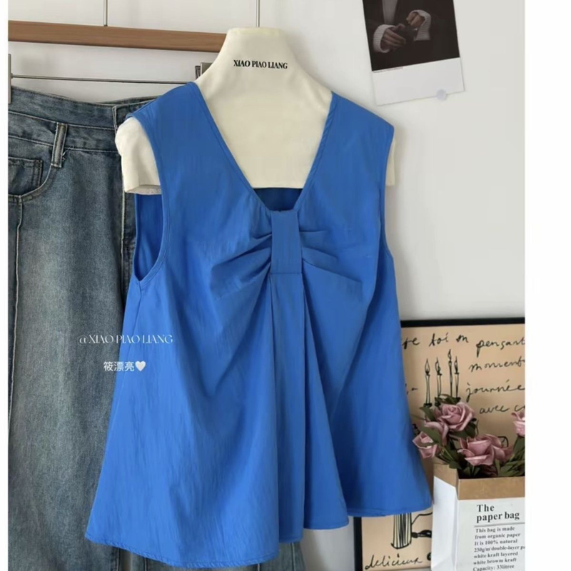 Stylish and Fashionable Sleeveless Shirt, Simple and Slimming Top for Commuting, New Summer Style, Loose and Versatile Vest