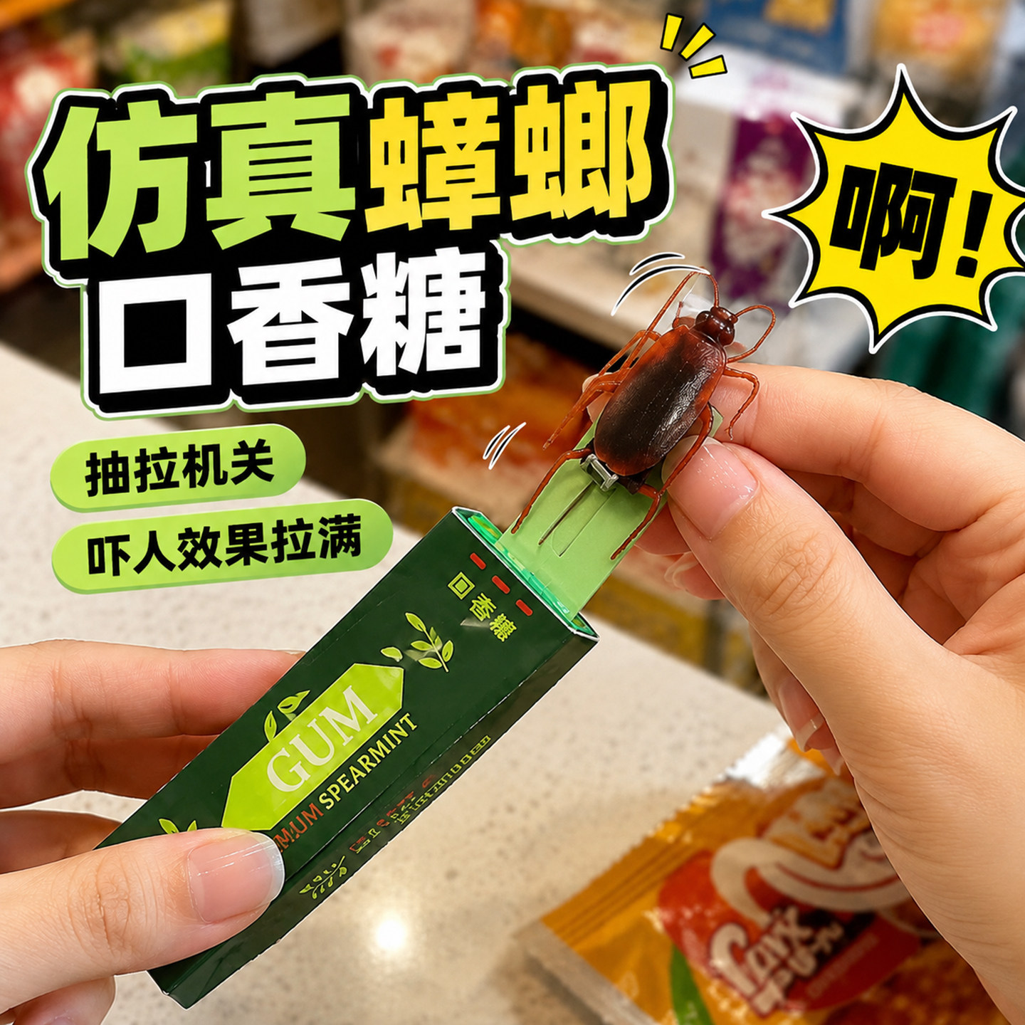 吓人蟑螂口香糖创意恶搞整人整蛊玩具吓一跳新奇趣味搞笑解闷玩具