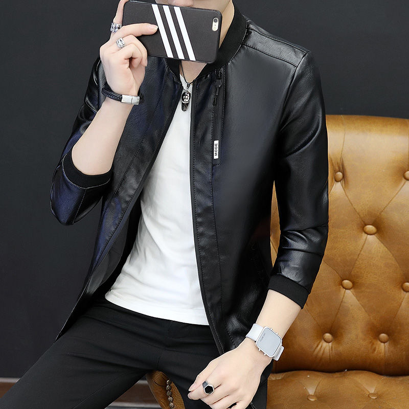 皮衣外套男生秋冬季新款皮夹克男潮流机车服