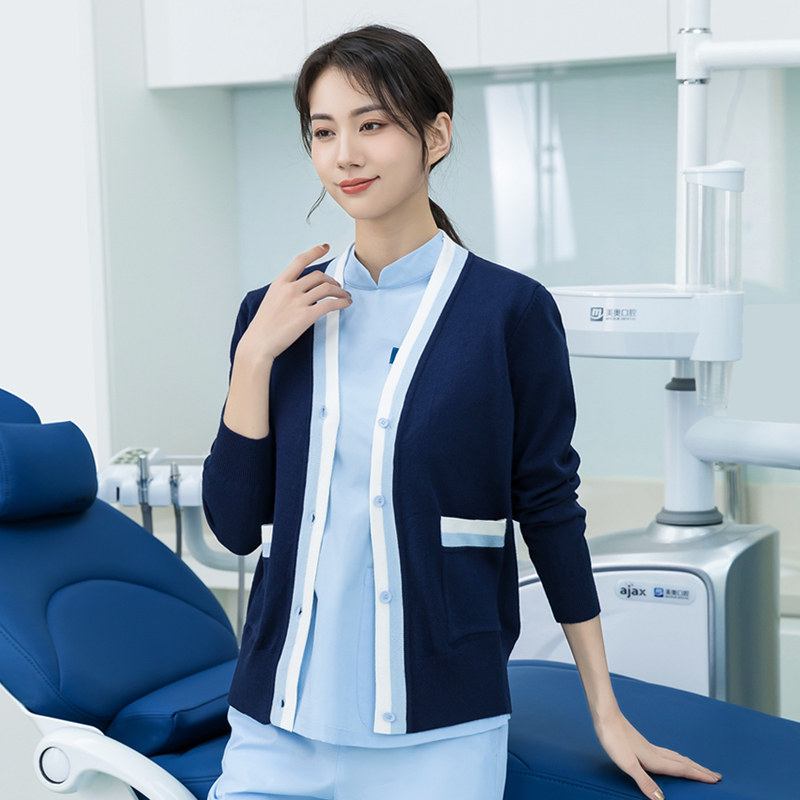 Nurse Sweater Cardigan Women's Thickened Navy Blue Nurse Uniform Autumn and Winter Coat Hospital Workwear Knitwear