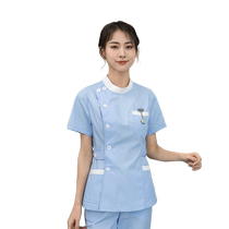 Nurse uniform short-sleeved womens summer thin short round neck split suit doctor nurse dental oral medical beauty work uniform