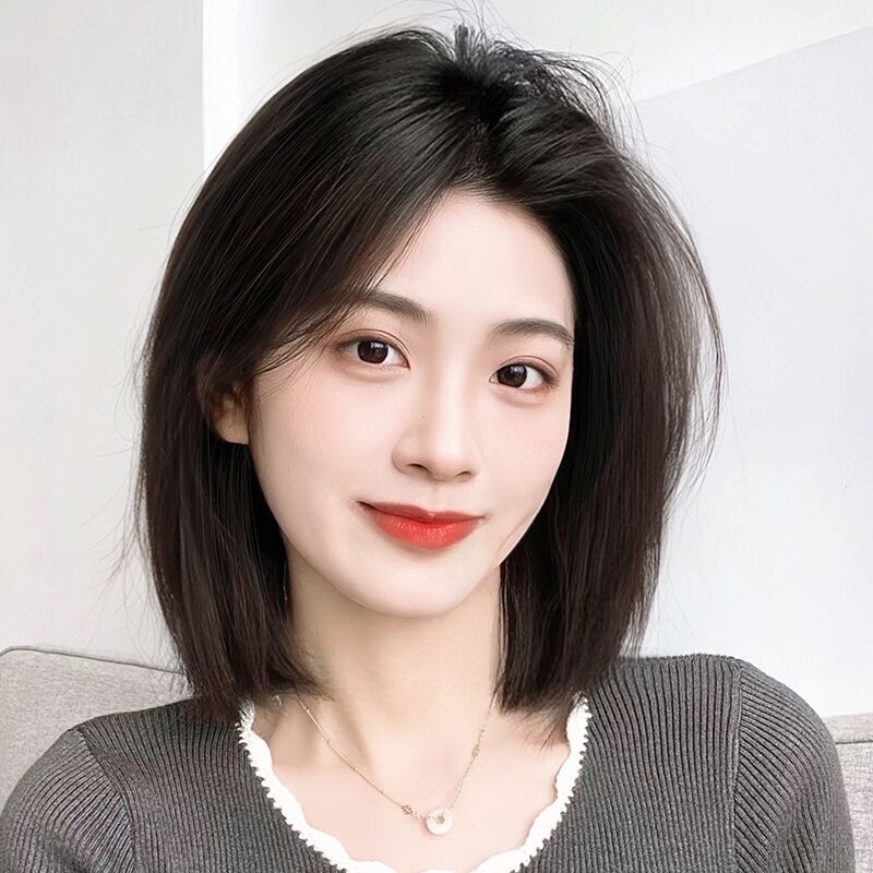 Wig for Women, Full Headpiece, Real Hair, Natural Age-Reducing, New Style, Side Part, Collarbone-Length Short Hair, Seamless Invisible Full Wig Set Wig for Women, Full Headpiece, Real Hair, Natural Age-Reducing, New Style, Side Part, Collarbone-Length Short Hair, Seamless Invisible Full Wig Set