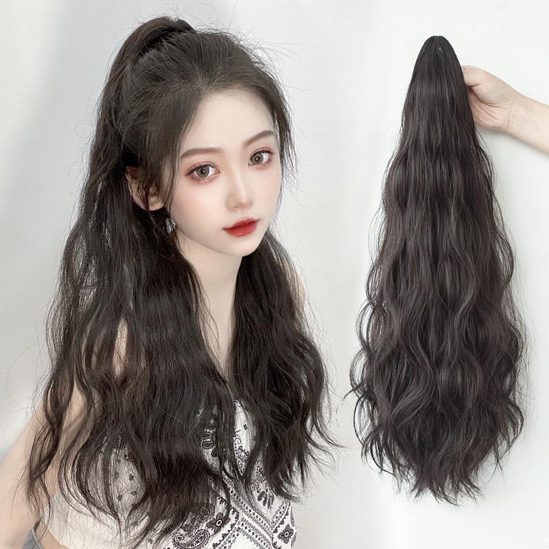 Curly hair small grab clip high ponytail wig female long hair natural grab clip simulation hair ponytail Net red braid artifact summer