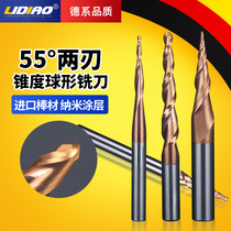 lidiao55 degree double-edged slope coating ball cutter taper ball end mill metal relief lengthened tungsten steel alloy