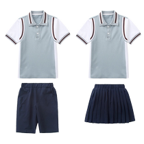 Primary school uniform summer short-sleeved childrens class uniform spring and autumn four-piece set summer kindergarten uniform pure cotton suit
