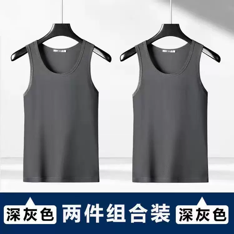 Летняя тонкая шелковая футболка с круглым воротом без рукавов, slim fit