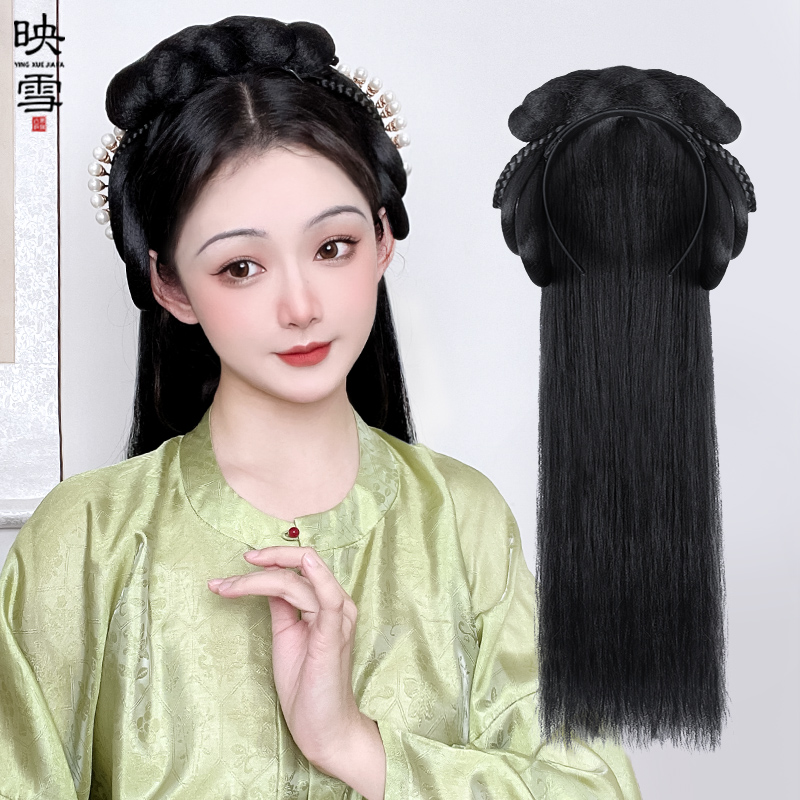 Ancient Clothing Hanfu Wig Bag One-piece Sloth Hair Stirrup Full Headgear Ancient Wind Styling Hand Residual Hair 100 hitch Cushion Hair
