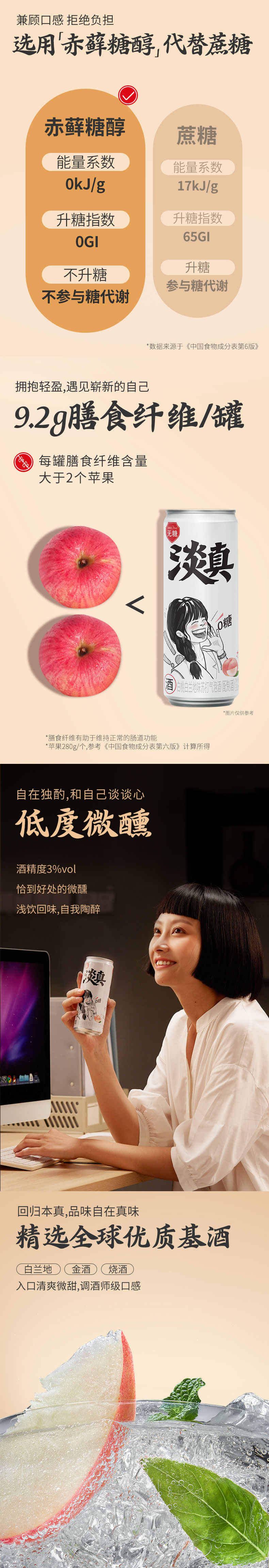 淡真 0糖0脂3度微醺气泡酒 330ml*18罐 图2