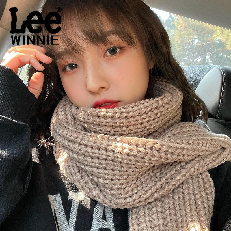 Winnie Lee knitted scarf female Winter Han Bundy Japanese is warm long hand wool around the neck