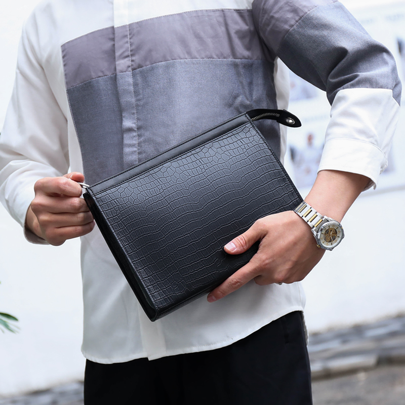 CHAOKLI men's handbag 2022 new business casual handbag leather large-capacity men's clip bag storage tide