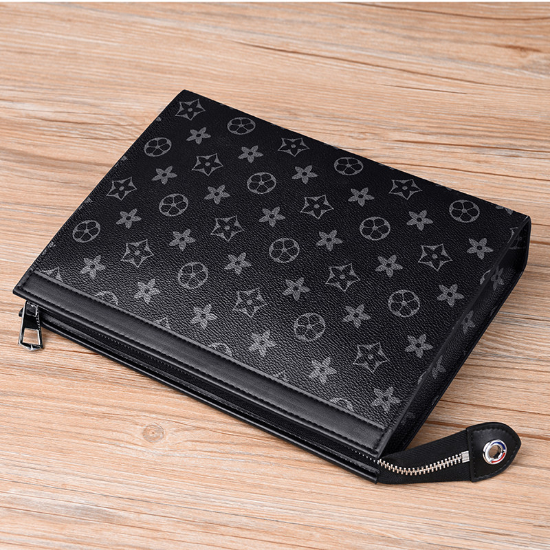 Men's hand held bag genuine leather 2022 New large capacity men's business Handheld bag Leisure clip Handbag Letter Enveloping Handbags