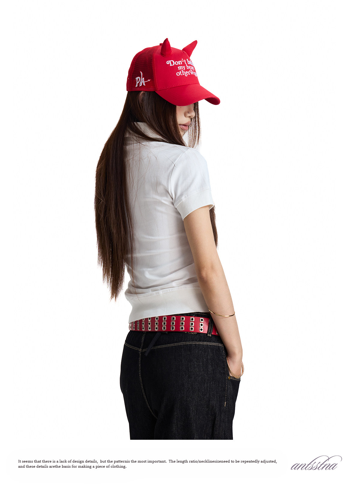 ANTSSTNA Embroidered Lapel Slim-Fit Cropped Polo