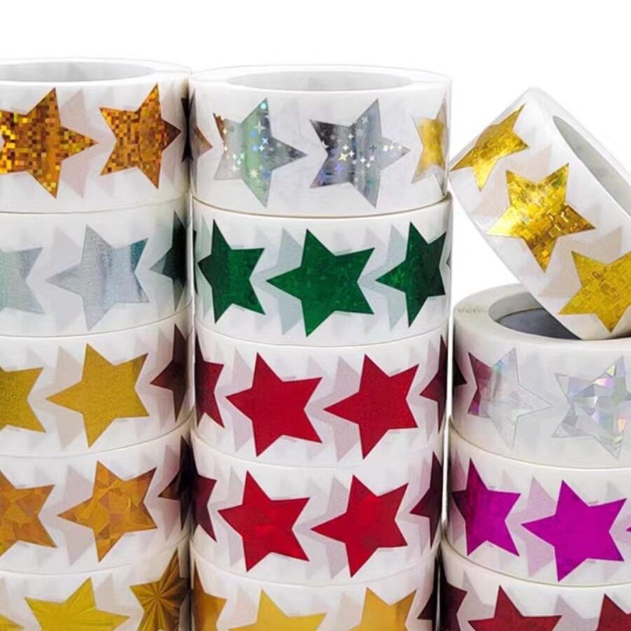 500 Sheets/Roll Colorful Five-Pointed Star Reward Stickers Holiday Birthday Gift Packaging Decoration Sealing Stickers