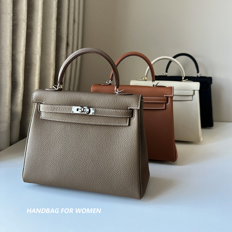 Handcrafted | Lychee-Patterned First-Layer Cowhide Kelly Bag for Women, 2025 Autumn and Winter New Genuine Leather Commuter Bag for Women Handcrafted | Lychee-Patterned First-Layer Cowhide Kelly Bag for Women, 2025 Autumn and Winter New Genuine Leather Commuter Bag for Women