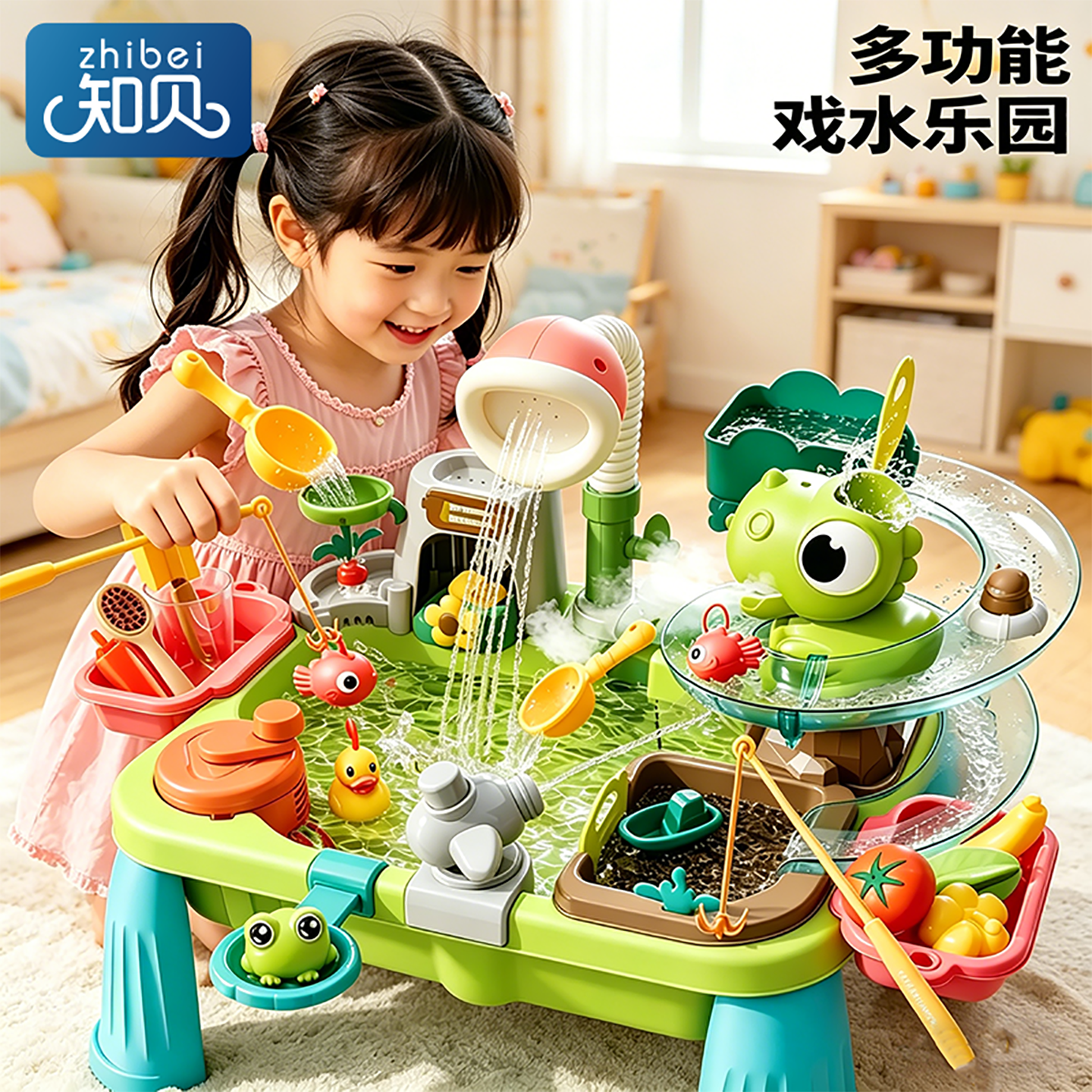 Детская посудомоечная машина, игрушки для кухни, дети играют в воде, бассейн в аквапарке, циркулирующая вода, девочка для игр в домике