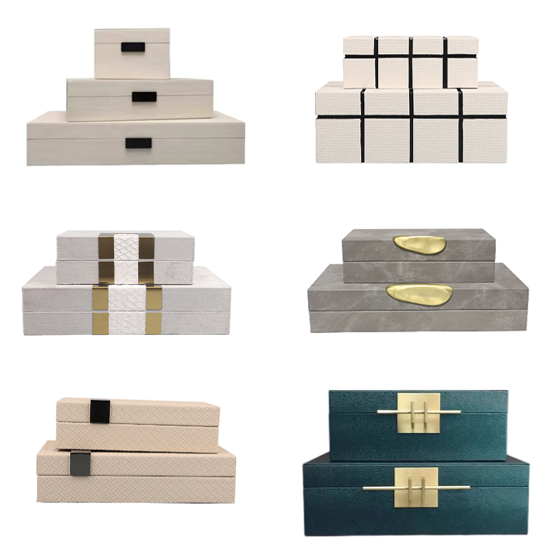 Minimalist containing box swing piece wood leather finishing box-like room hotel Home Cosmetics First Accessories Box Adornment-Taobao