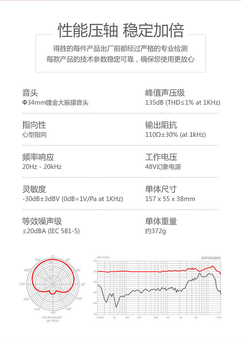 Микрофон takstar/得胜 tak45镀金34mm大振膜电容麦克风录音话筒声卡全套