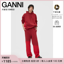 Ganni womens 2022 new red stitching casual loose straight sweatpants trousers T3320473