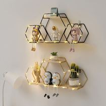 免打孔创意墙上置物架卧室墙壁家居铁艺壁挂篮墙面化妆品收纳挂架