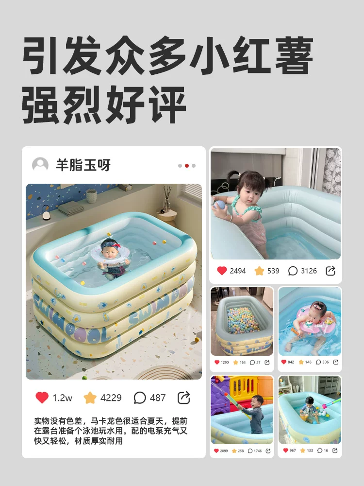 Детский плавательный бассейн, складной надувной тазик для игры в воде, увеличенная толщина