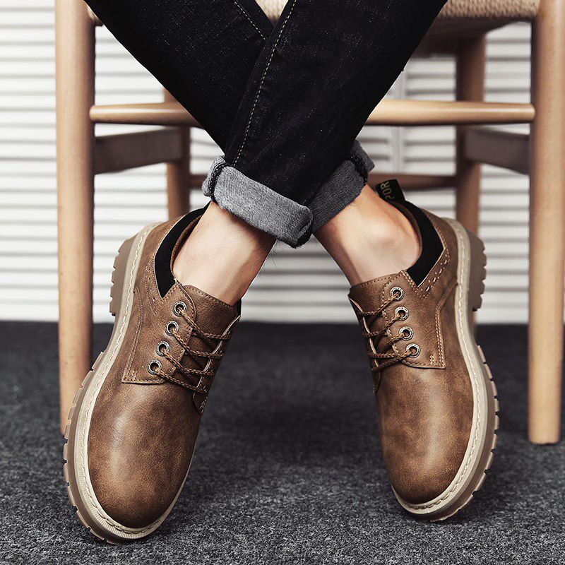 Small leather shoes men's new fashion British tooling shoes trendy single shoes casual shoes big head high-end men's shoes outdoor
