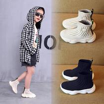 Girls children's shoes sports socks high 2021 boys shoes baby new elastic casual girls spring and autumn small