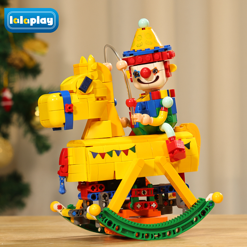 おしゃれな子供用ピエロロッキングホースビルディングブロック組み立て教育玩具装飾品子供の日の男の子と女の子の誕生日プレゼント