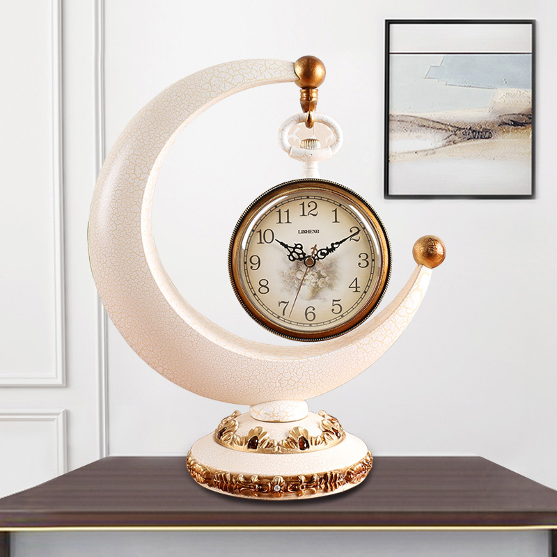 Eurostyle Living Room Seat Clock Silent Creative Fashion Desktop Watch Crescent Moon Dental Pendulum minimalist modern light and luxurious personality clock
