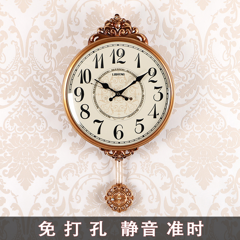 Living room decoration clock European wall clock creative clock mute home retro quartz clock modern light luxury wall American style